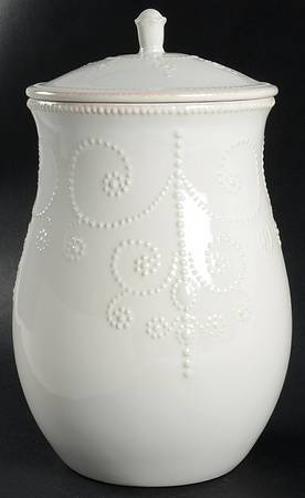 French Perle White Cookie Jar & Lid