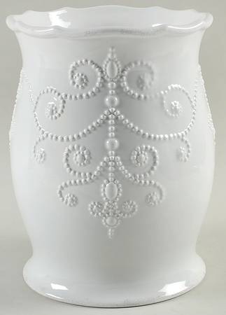 French Perle White China Waste Basket
