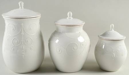 French Perle White (3 Piece) Canister Set (Box Set)