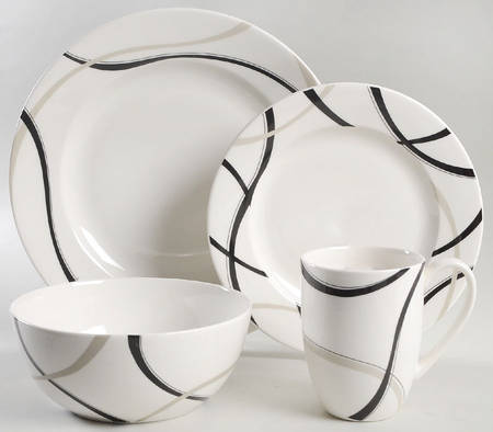 Vibe Black and Grey 4 Piece Place Setting