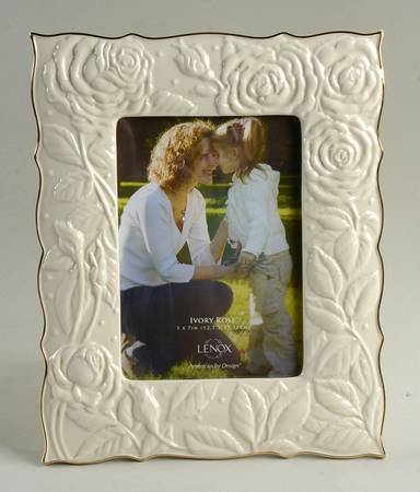 Ivory Rose Frame-Holds 5" X 7"