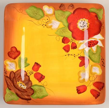 Les Belles Fleurs Square Dinner Plate