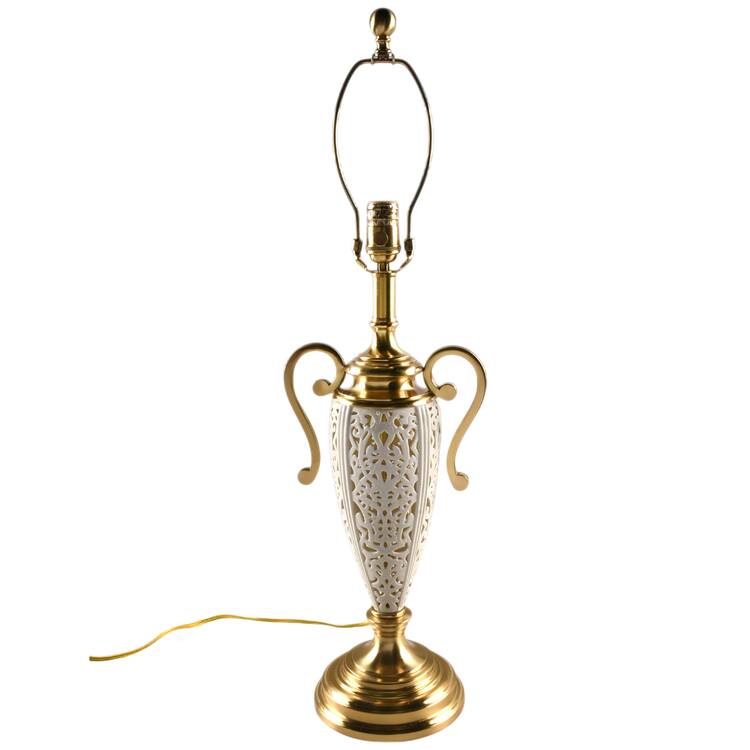 White Linen 28" Electric Lamp No Shade