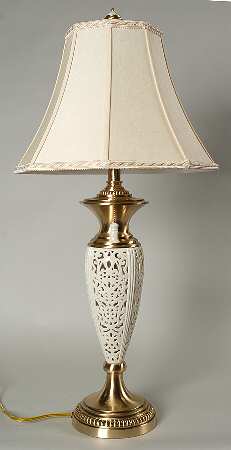 White Linen 31" Electric Lamp & Shade