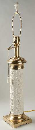 White Linen 32" Electric Lamp No Shade