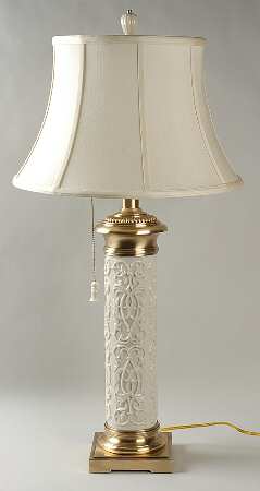 White Linen 32" Electric Lamp & Shade