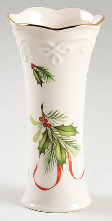 Mistletoe & Holly 5" Bud Vase