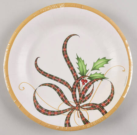 Holiday Nouveau Ribbon Pack of 8 - Paper Dinner Plate