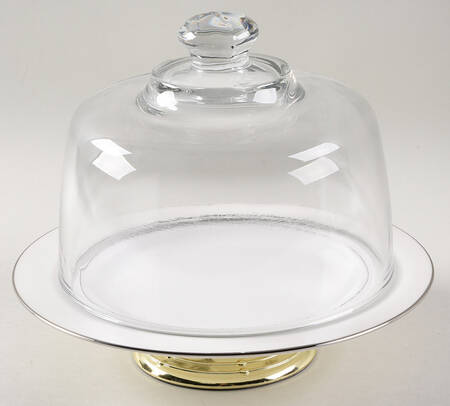 Chapel Hill 6 1/2"-7 1/2" Footed Cheese Plate w/ Glass Dome HC