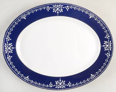 Empire Pearl Indigo 13" Oval Serving Platter