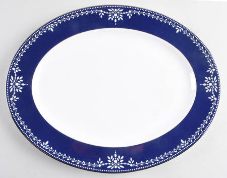 Empire Pearl Indigo 16" Oval Serving Platter