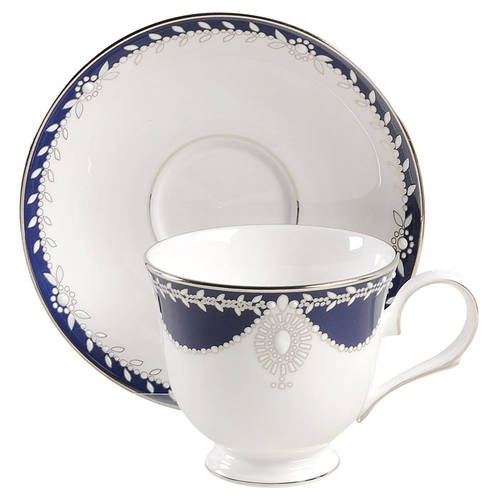 Empire Pearl Indigo Footed Cup & Saucer Set