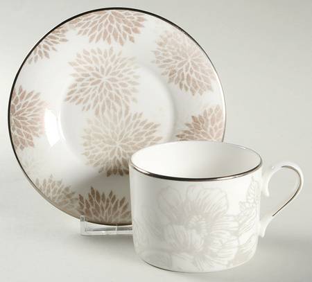 Floral Patina Flat Cup & Saucer Set