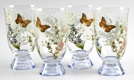 Butterfly Meadow Herbs 16 Oz Glassware Tumbler - Set of 4
