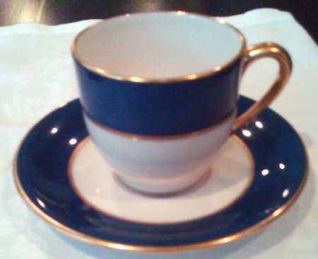 O46 Chinese Blue Footed Demitasse Cup & Saucer Set