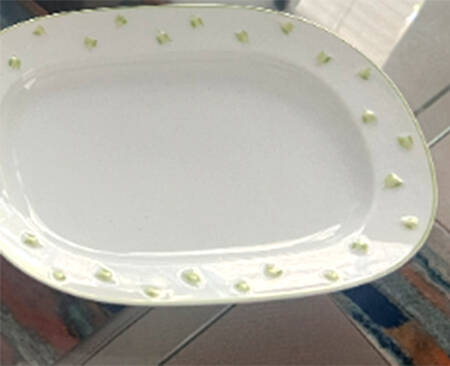 Muguet Green 15" Oval Serving Platter