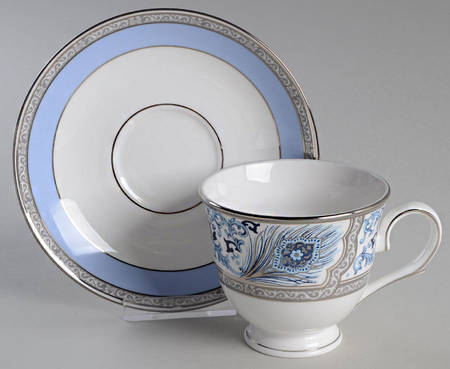 Sapphire Plume Footed Cup & Saucer Set