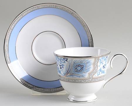 Sapphire Plume Footed Cup & Saucer Set