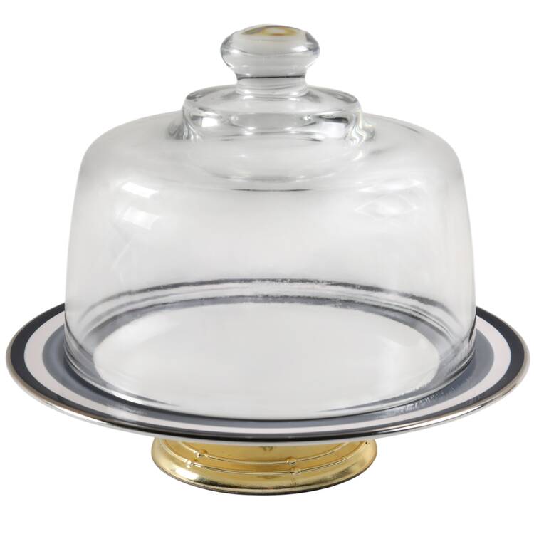 Mercer Drive 6 1/2"-7 1/2" Footed Cheese Plate w/ Glass Dome HC