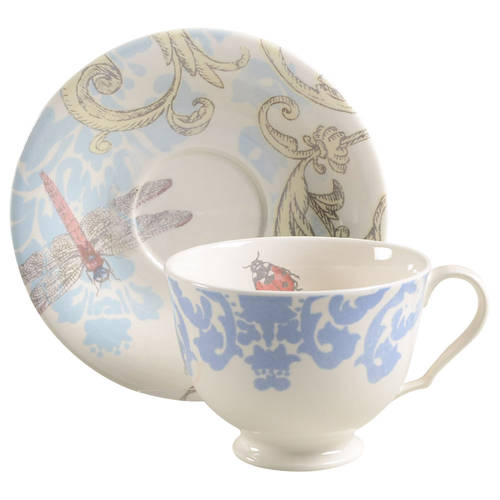 Collage Footed Cup & Saucer Set
