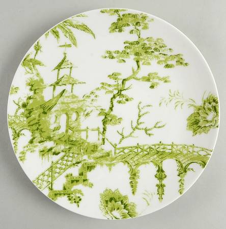 Toile Tale Chartreuse Coupe Accent Luncheon Plate