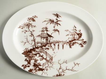 Toile Tale Chocolate 16" Oval Serving Platter