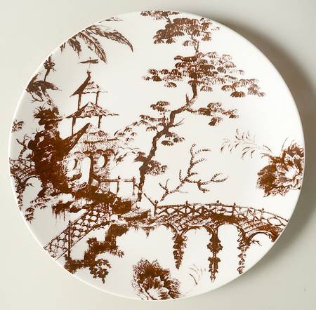 Toile Tale Chocolate Coupe Accent Luncheon Plate