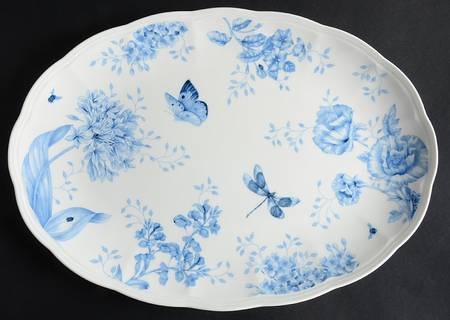 Butterfly Meadow Toile Blue(Turquoise) 16" Oval Serving Platter