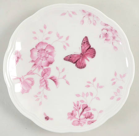 Butterfly Meadow Toile Pink Party Plate