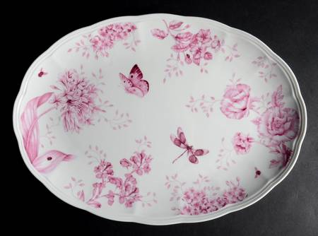 Butterfly Meadow Toile Pink 16" Oval Serving Platter