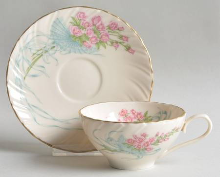 Rose Bouquet Flat Cup & Saucer Set