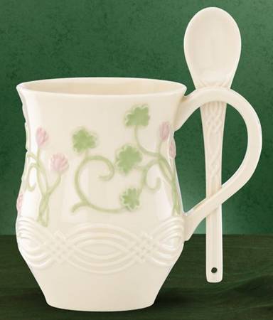 Shamrock Wishes Slotted Handle Mug & Ceramic Spoon Set