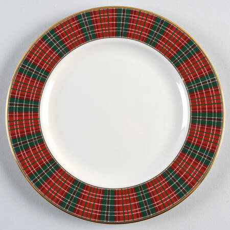Winter Greetings Plaid Salad Plate