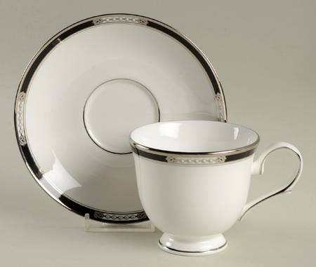 Hancock Platinum White Footed Cup & Saucer Set
