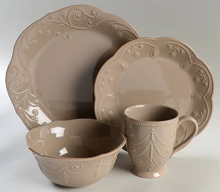 French Perle Latte Tan 16 Piece Set