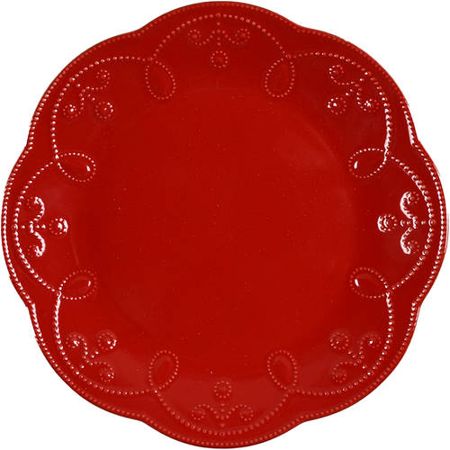 French Perle Cherry Red Accent Luncheon Plate