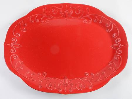 French Perle Cherry Red 17" Oval Serving Platter