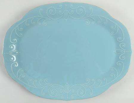 French Perle Robins Egg Blue 16" Oval Serving Platter