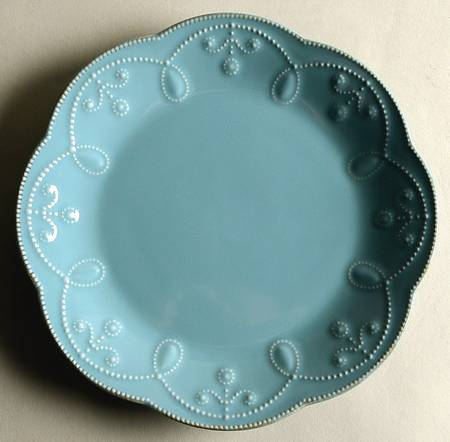 French Perle Robins Egg Blue Accent Luncheon Plate