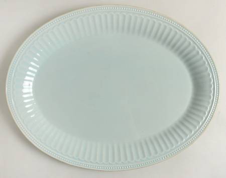 French Perle Groove Ice Blue 16" Oval Serving Platter
