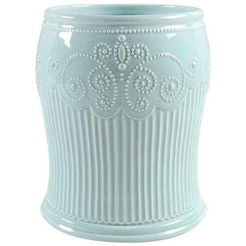 French Perle Groove Ice Blue China Waste Basket