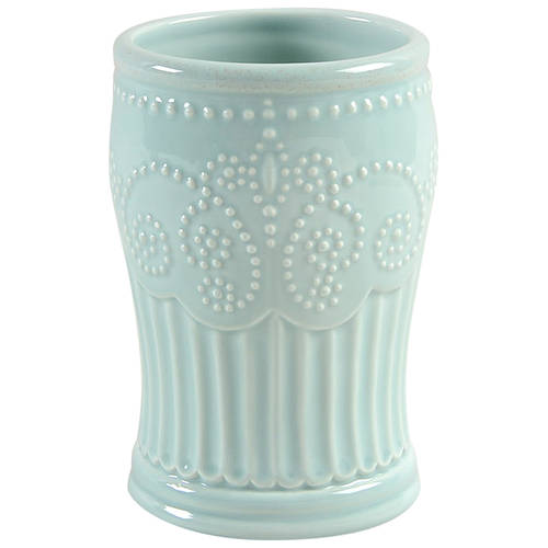 French Perle Groove Ice Blue China Bathroom Tumbler