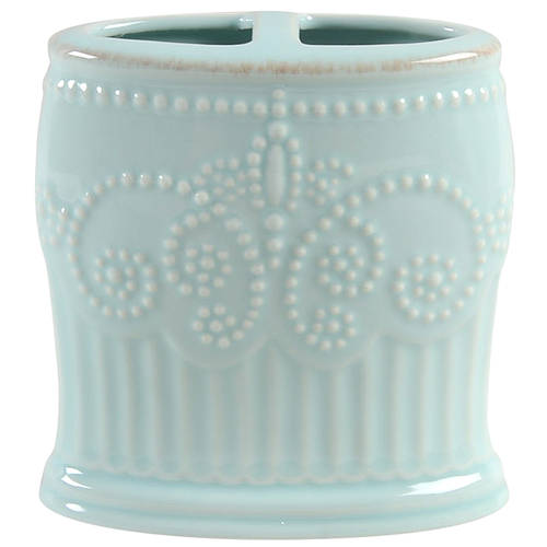 French Perle Groove Ice Blue Toothbrush Holder