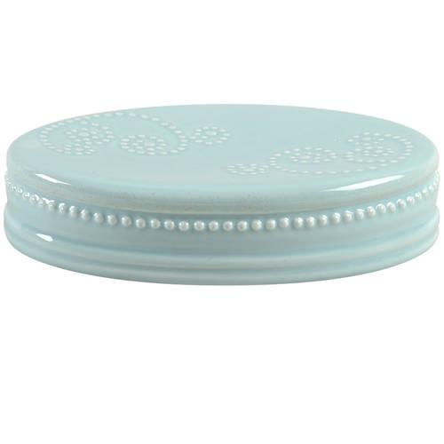 French Perle Groove Ice Blue Soap Dish