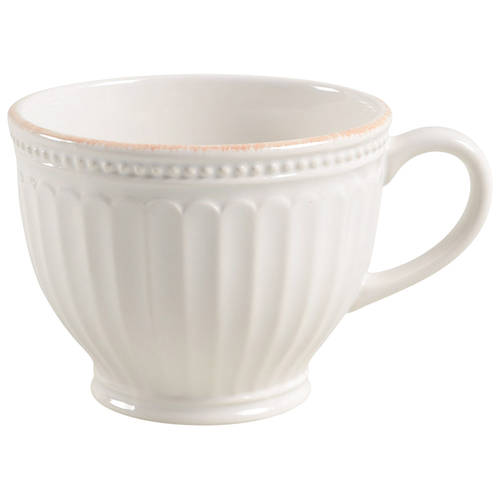 French Perle Groove White Latte Mug