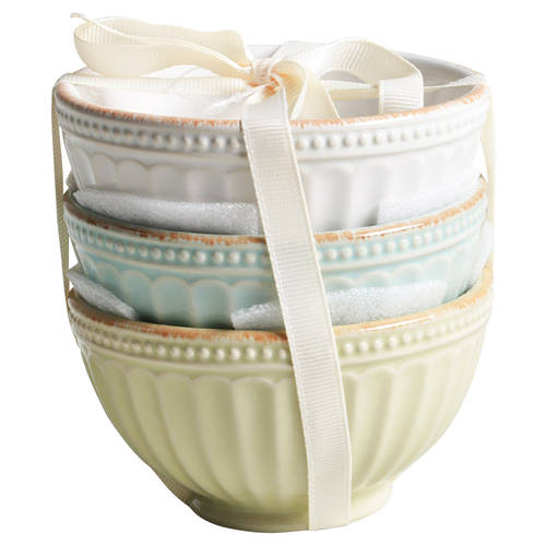French Perle Groove White (Set of 3 Motif) 4" Mini Bowl
