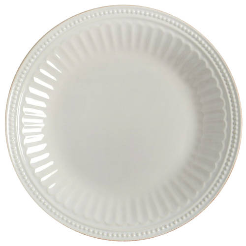 French Perle Groove White Luncheon Plate