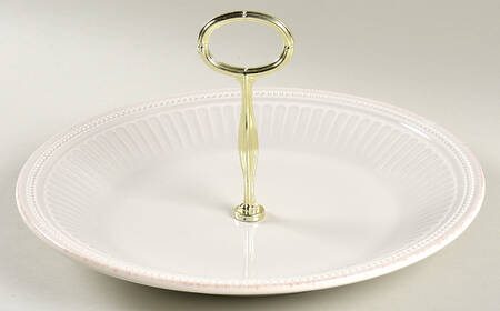 French Perle Groove White Round Serving Plate with Center Handle (Dp) Hc