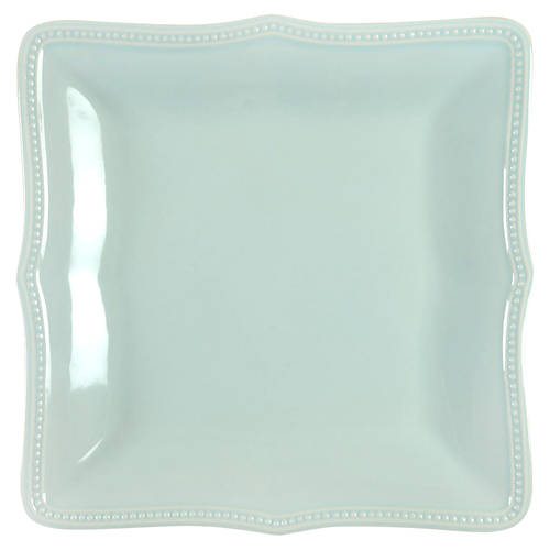 French Perle Bead Ice Blue Square Dinner Plate by Lenox