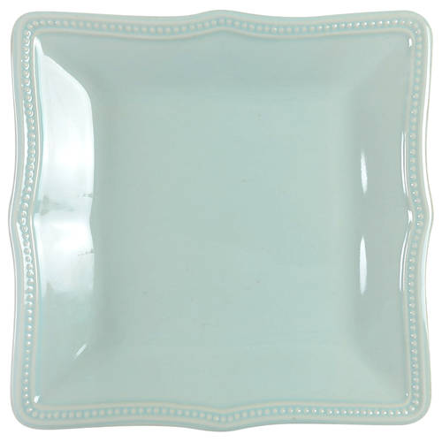 French Perle Bead Ice Blue Square Luncheon Plate